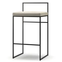 Barhocker Mit Rückenlehne 80 Cm, Schwarz / Beige Samt