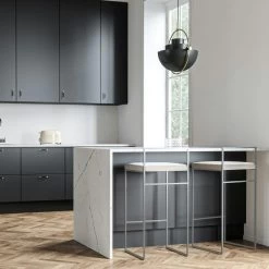 Barhocker Mit Rückenlehne 90 Cm, Grau / Beige Samt -Bergs Potter Store department barstuhl mit hoher ruckenlehne schwarz 195